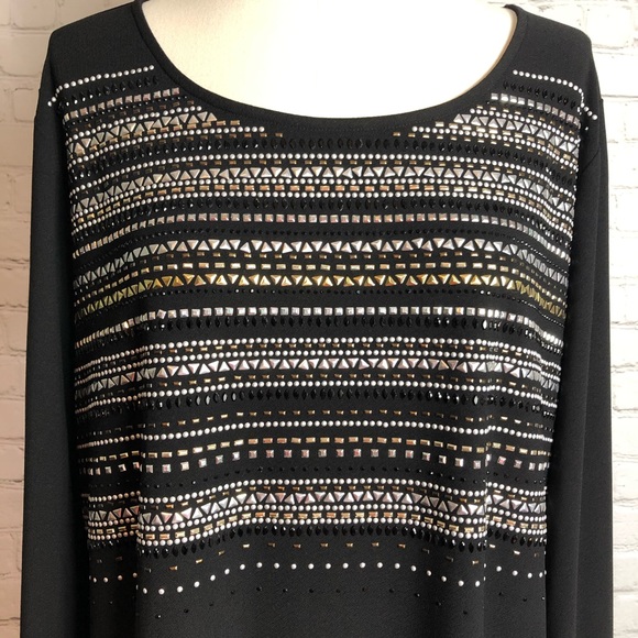 Alfani Black Dress Embellished Metallic Detailing - Picture 6 of 6